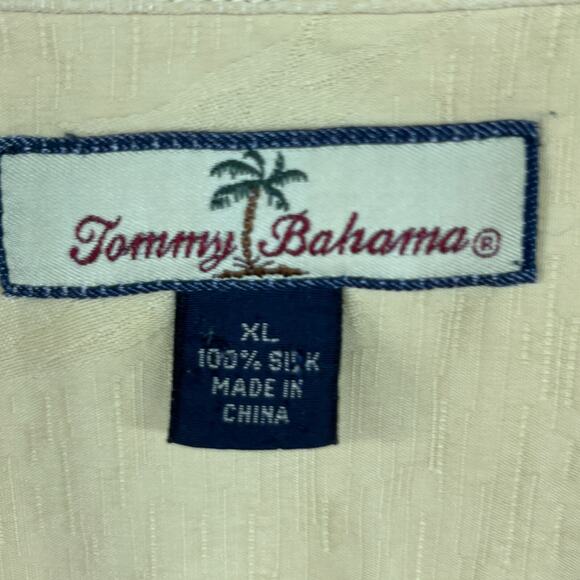 TOMMY BAHAMA Shirts Mens XL Silk Fish Jacquard Button Up Short Sleeve Yellow - Picture 4 of 14